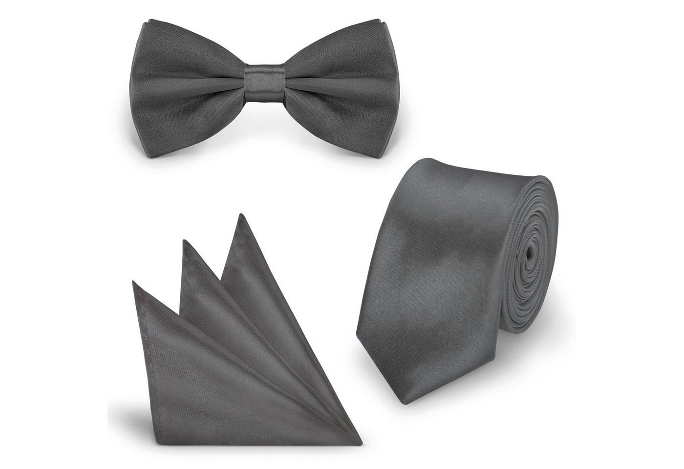 StickandShine Krawatte Krawatte Fliege Einstecktuch als SET 3 Teilig Uni aus Polyester 5 cm Breite / 148 cm Länge Einfarbig modern für Hochzeit Anzug (Krawatte Fliege und Einstecktuch, Spar-SET, 3 Teilig) SET Uni von StickandShine