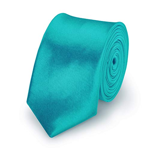 StickandShine Krawatte Petrol slim aus Polyester einfarbig uni schmale 5 cm von StickandShine