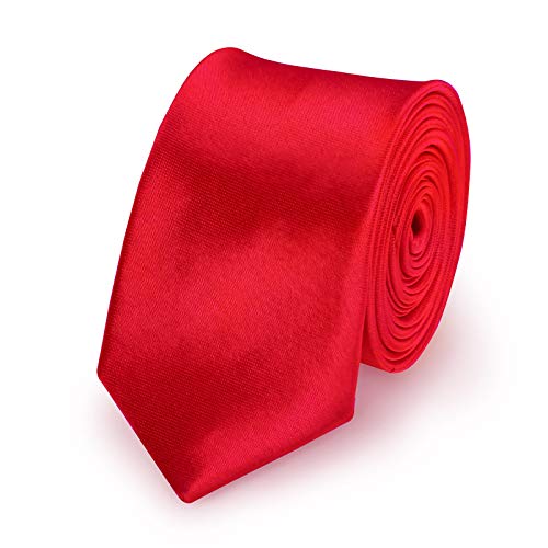 StickandShine Krawatte Rot slim aus Polyester einfarbig uni schmale 5 cm von StickandShine