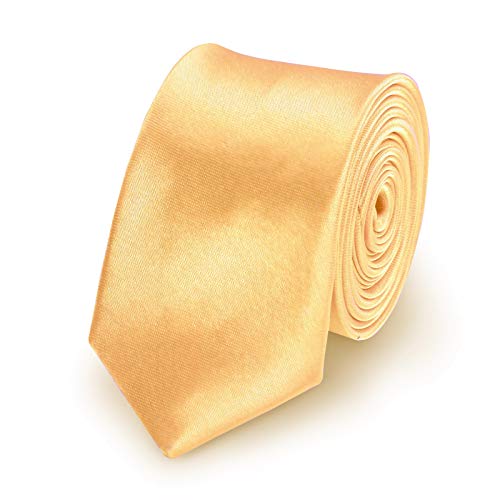 StickandShine hochwertige Satin Polyester Krawatte Gold schmale 5 cm Breite und 148 cm Länge von StickandShine