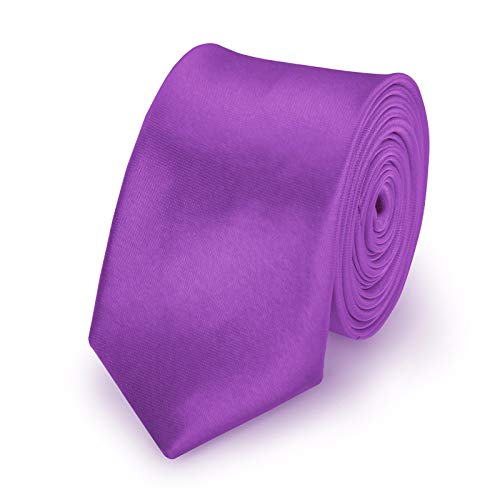 StickandShine hochwertige Satin Polyester Krawatte Lila schmale 5 cm Breite und 148 cm Länge von StickandShine