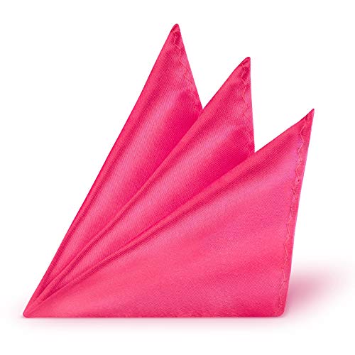 StickandShine hochwertiges Satin Polyester Einstecktuch Pink Ränder genäht 22 x 22 cm von StickandShine