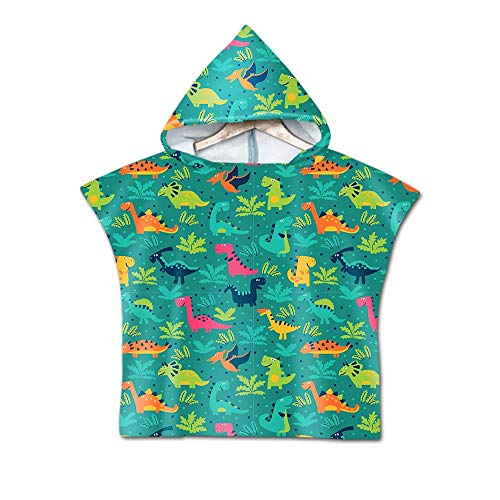 Tukan Flamingo Dinosaurier Kinder Poncho Kapuzen Badetuch Bademantel Schwimmen Strand Tuch Kapuzenponchos Cartoon für Mädchen Jungen (Dinosaurier 3) von Sticker superb