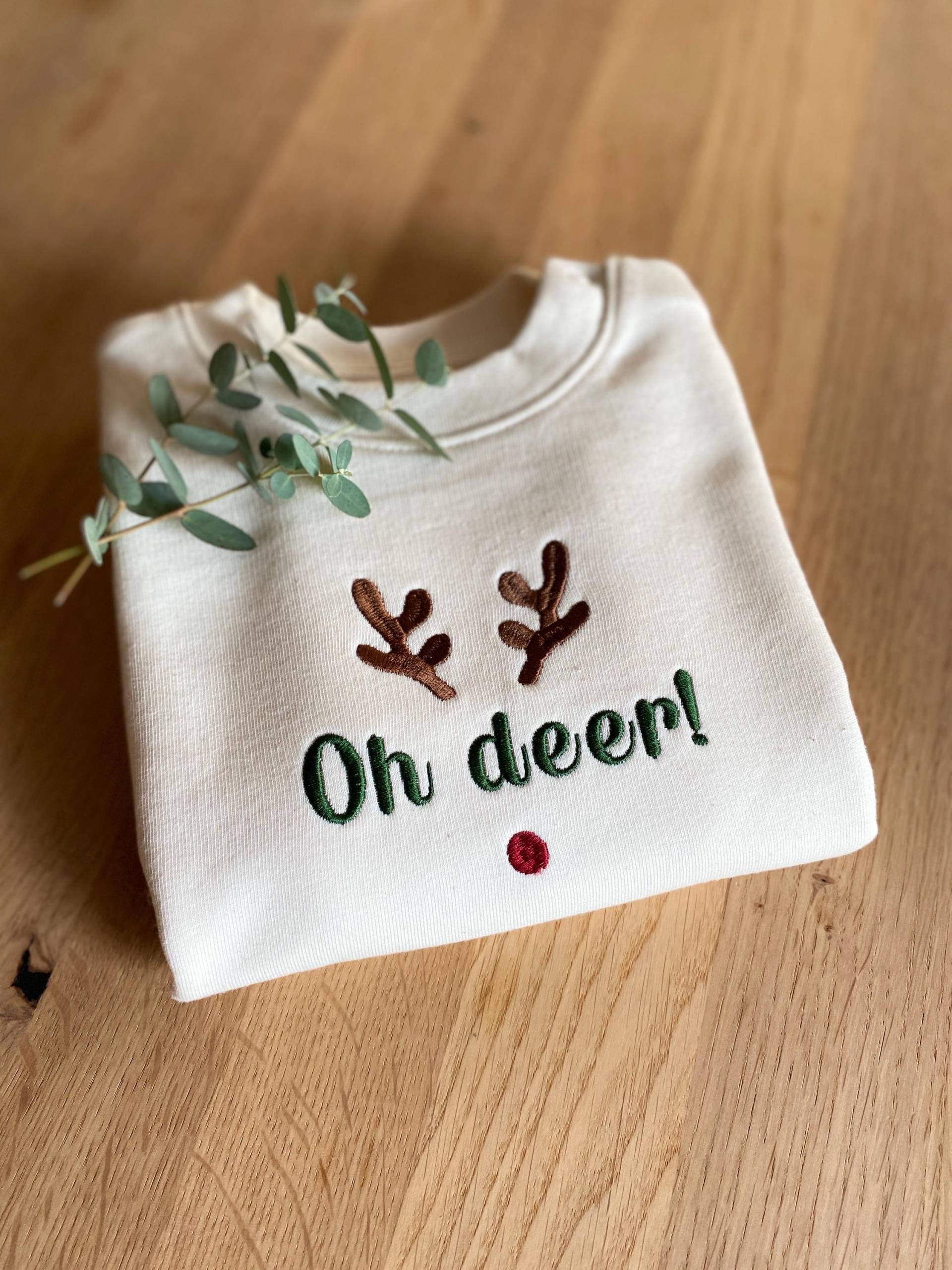 Weihnachtspullover Kinder, Kinder Oh Deer, Kinderpullover, Baby Pullover, Weihnachtsgeschenke, Bio-Baumwolle von StickereiFrohMut