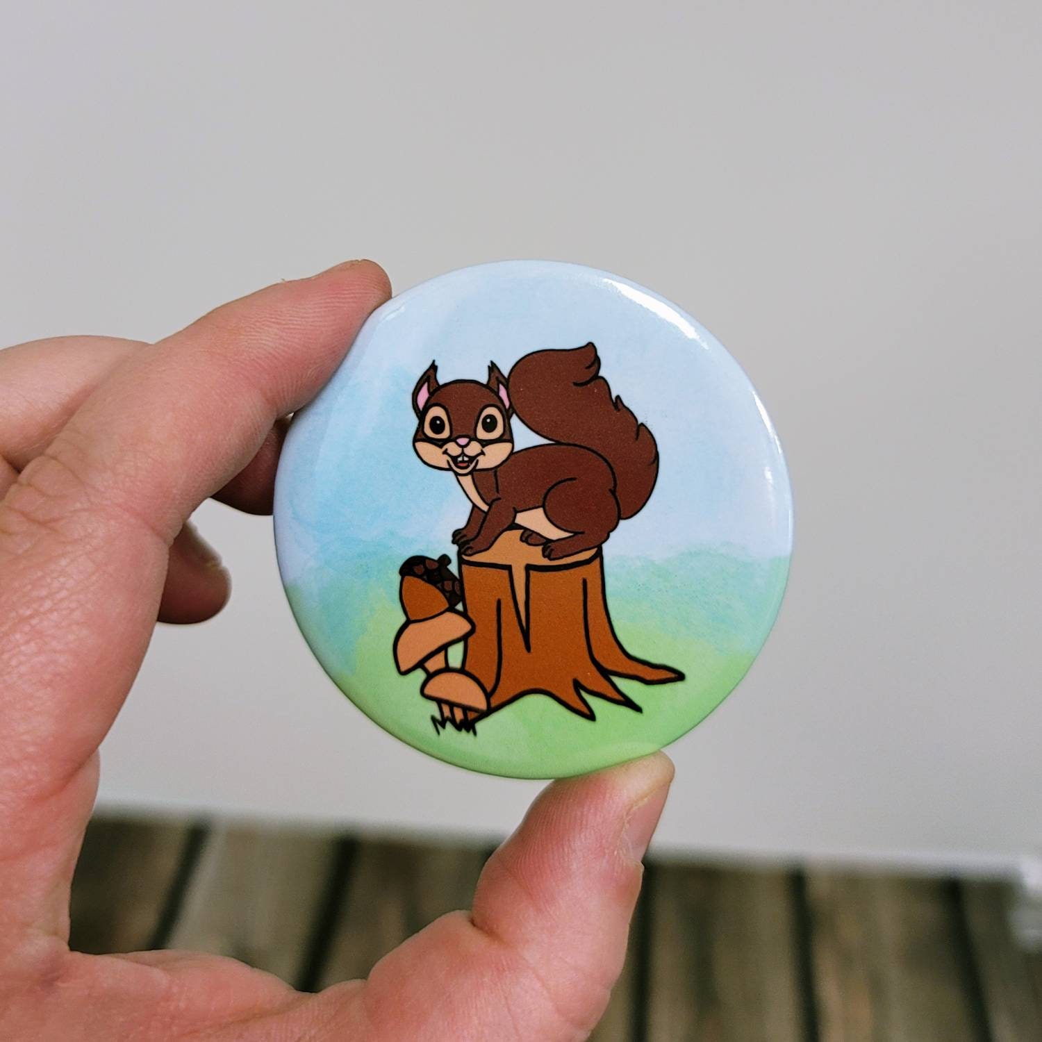 Wald Eichhörnchen 2, 25 in Knopf Pin/Layla Blüten Stickersandmorebylb von StickersandMorebyLB