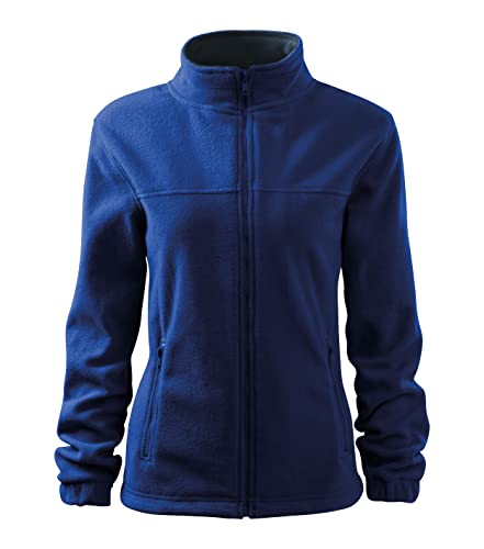 Stickerworld24 Jacket 504 Fleece Damen Fleecejacke Damen Lang Leichte Jacke Übergangsjacke Frühling Herbst Farbe Königsblau, Größe 2XL von Stickerworld24