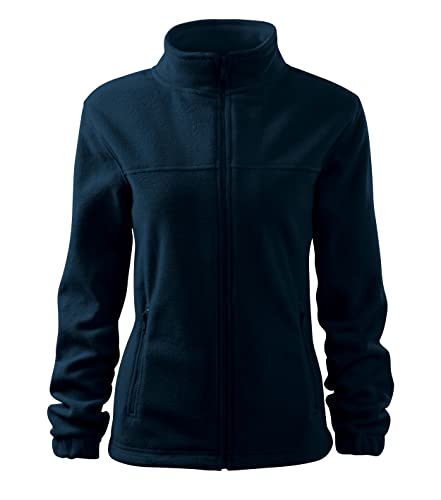 Stickerworld24 Jacket 504 Fleece Damen Fleecejacke Damen Lang Leichte Jacke Übergangsjacke Frühling Herbst Farbe Marineblau, Größe 2XL von Stickerworld24