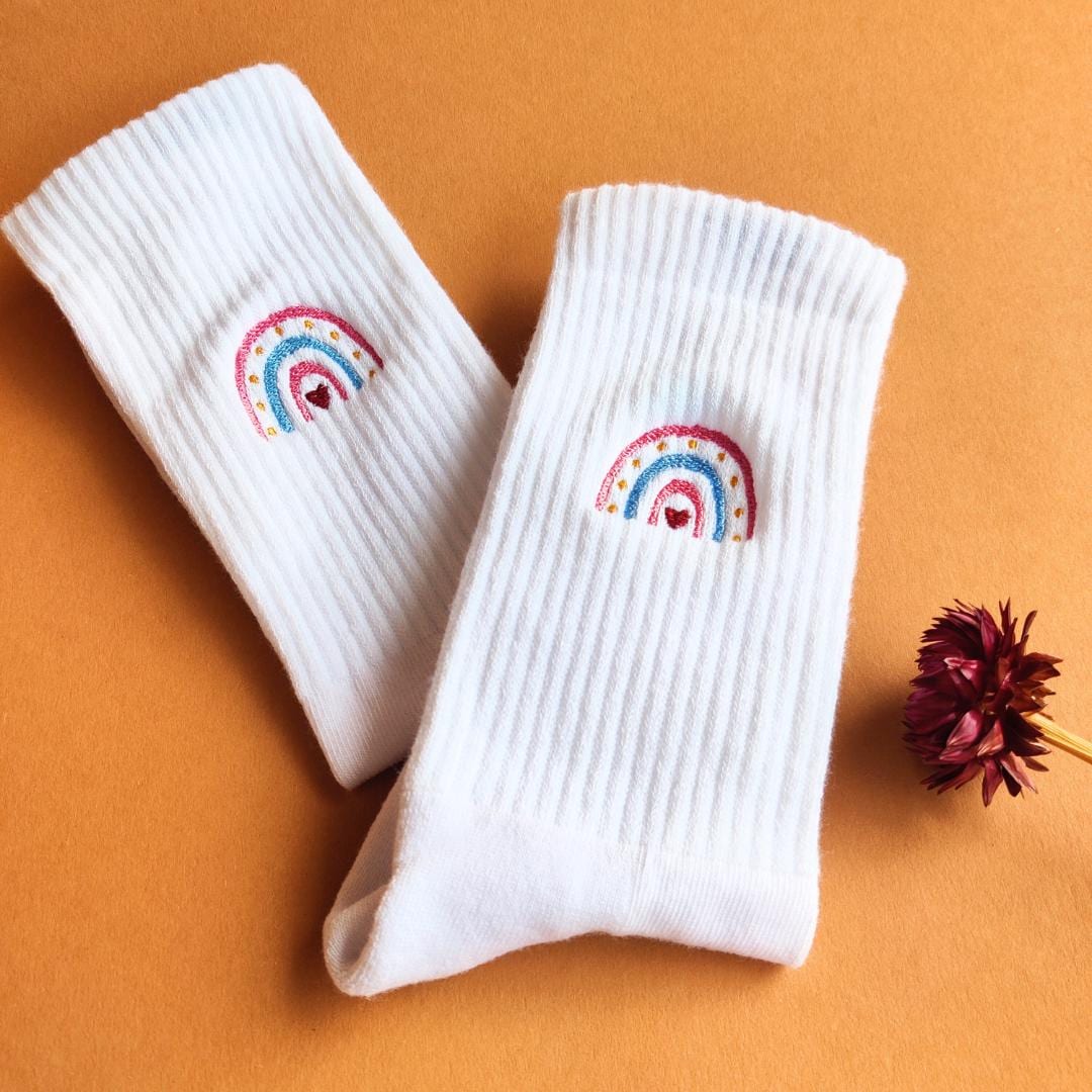 Regenbogen Socken von Stickhase