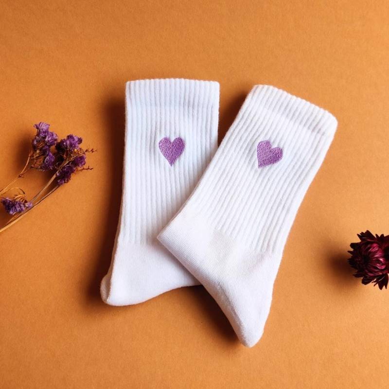 Socken Mit Herzmotiv von Stickhase