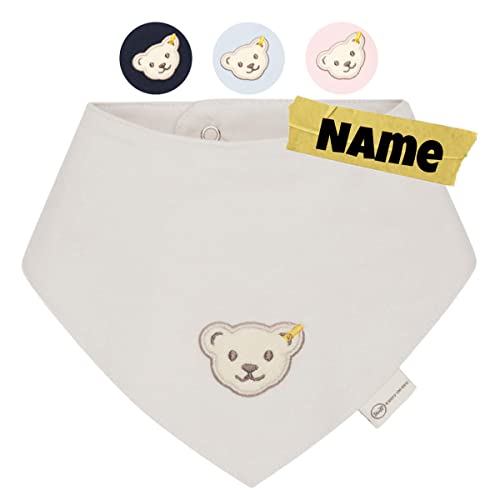 Steiff Baby Halstuch mit Name | BIO Baumwolle | Steiff personalisiert Dreieckstuch | 0-4 Jahre | Druckknopf | Halstuch Baby (Wind-Chime) von Stickling