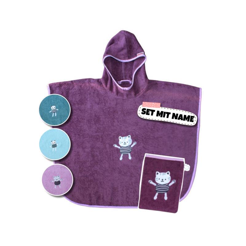 Kapuzenhandtuch Mit Namen Set Waschhandschuh Personalisiert | 100% Baumwolle Badeponcho Name Kinder Poncho Baby Waschlappen von SticklingDE