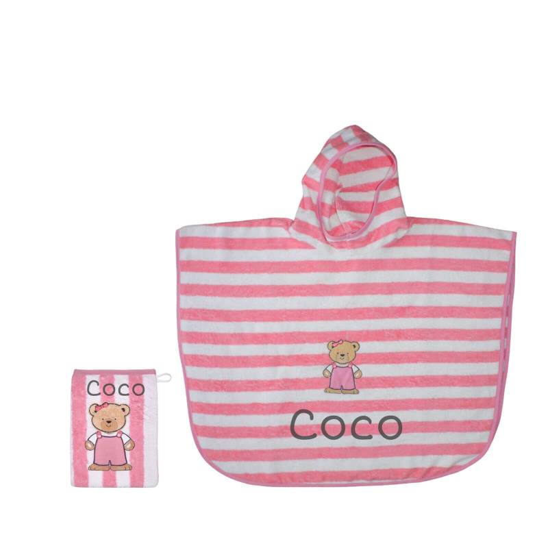 Set Kinder Badeponcho Mit Waschlappen Personalisiert | 100% Baumwolle Bestickt Namen von SticklingDE