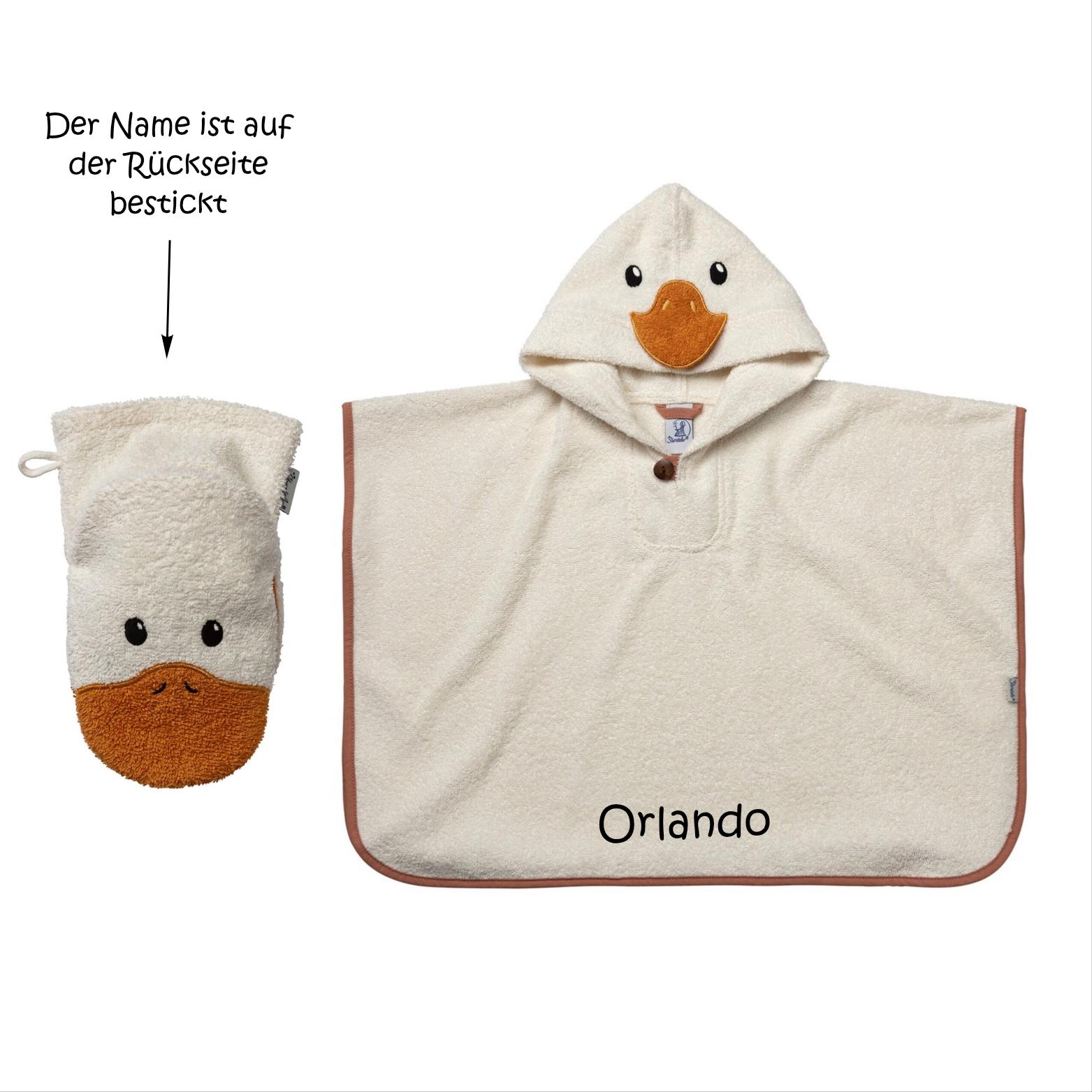 sterntaler Kinderponcho Personalisiert | Bis 5 Jahre Ente Edda Ecru von SticklingDE