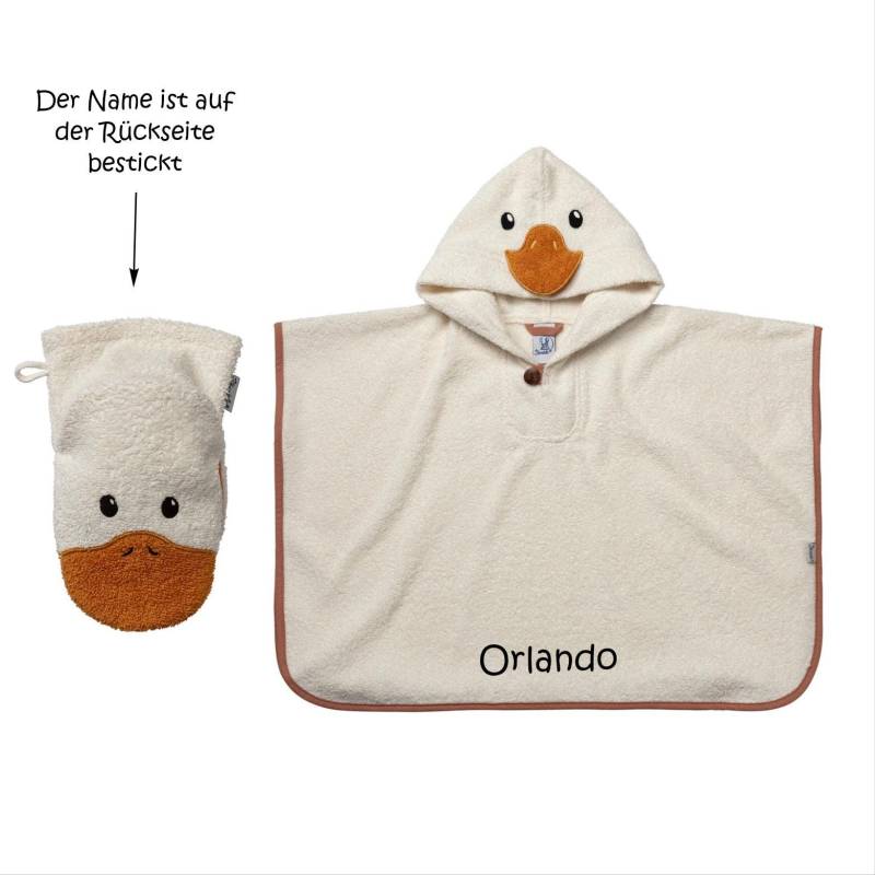 sterntaler Kinderponcho Personalisiert | Bis 5 Jahre Ente Edda Ecru von SticklingDE