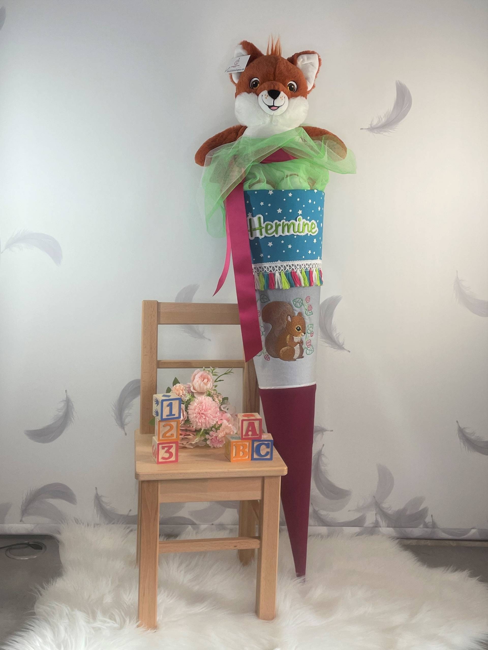 Schultüte Eichhörnchen Mit Namen von StickmanufakturDE