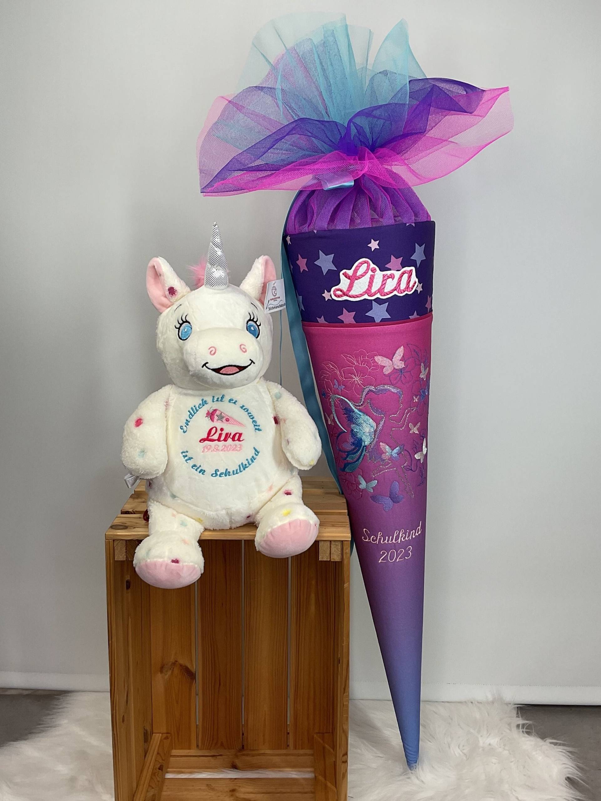 Schultüte Fee Mit Sternen Und Namen von StickmanufakturDE