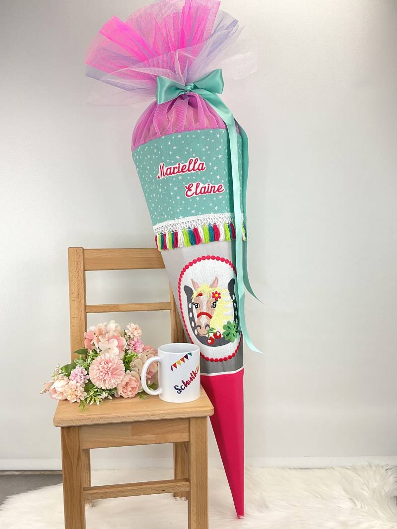 Schultüte Pferd Cherry Pink Mit Namen von StickmanufakturDE