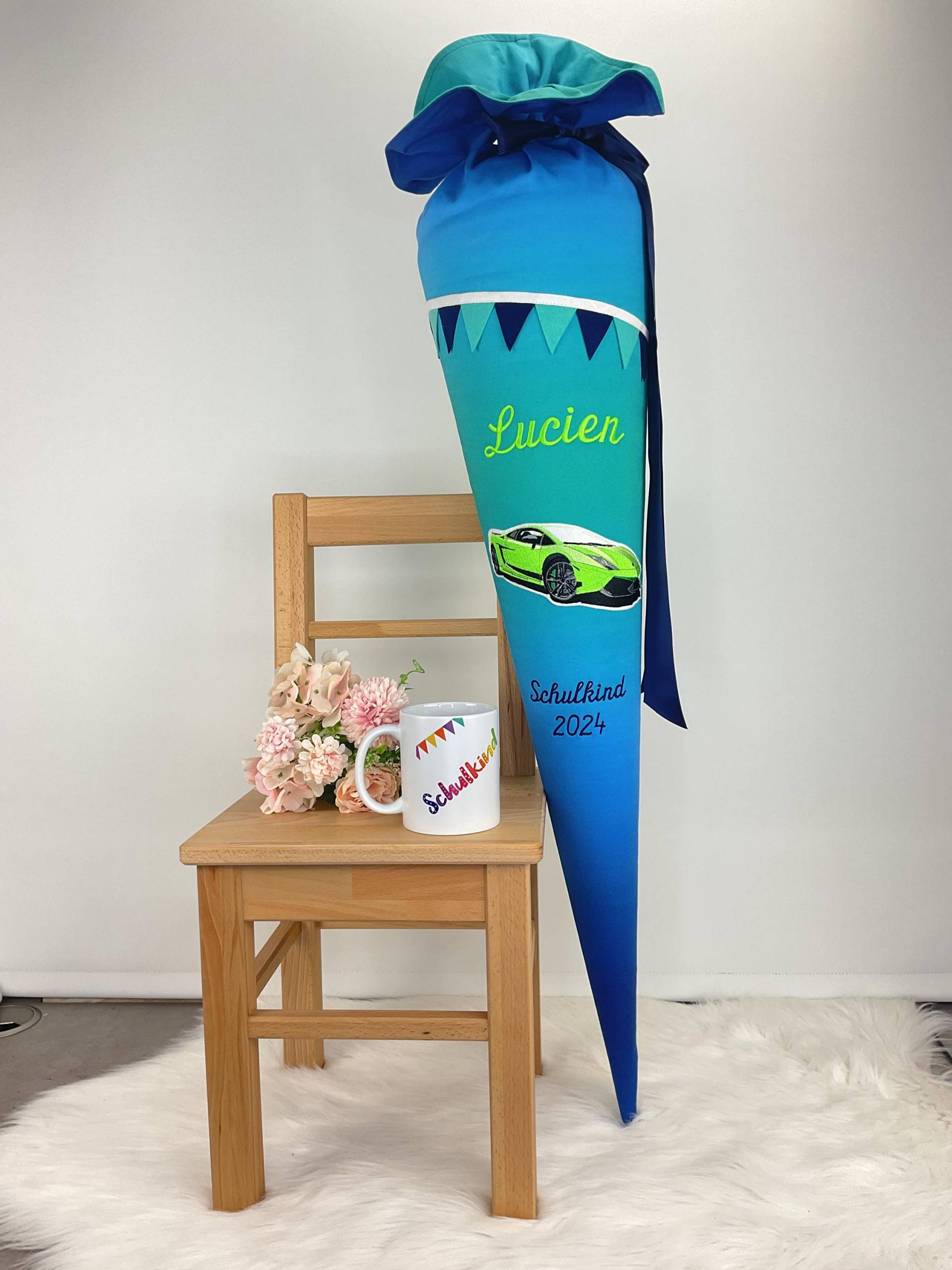 Schultüte Rennauto Mit Namen von StickmanufakturDE