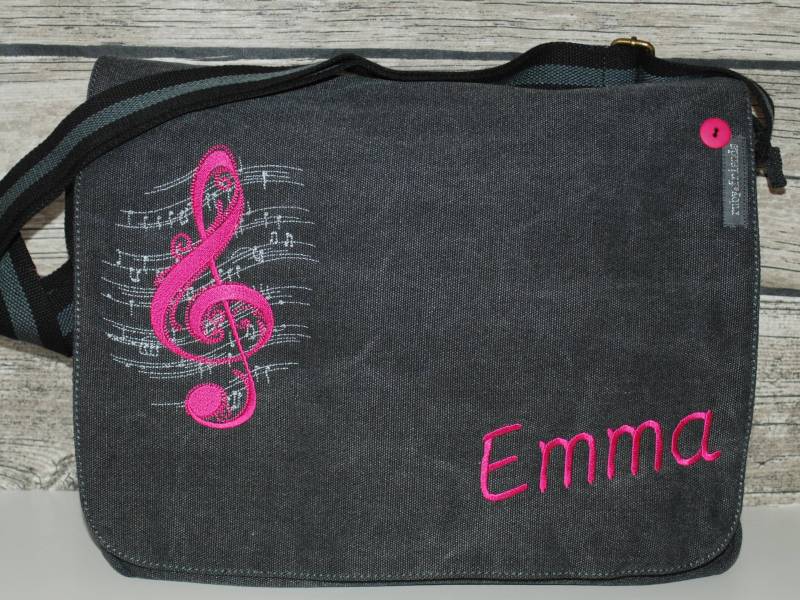 Notentasche/Schultertasche Personalisiert Bestickt von Stickwerkstatt