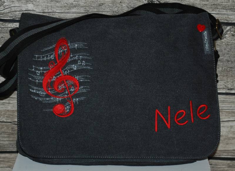 Notentasche/Schultertasche Personalisiert Bestickt von Stickwerkstatt