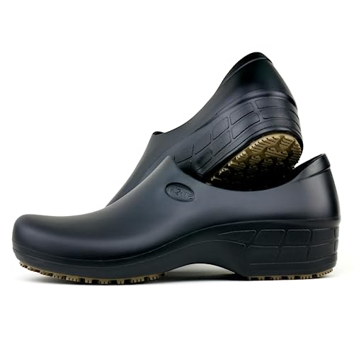 Sticky Stillschuhe Damen – Köche – Küche – Krankenschwestern – Clogs für die Arbeit – wasserdicht, rutschfest, Black, 39 EU von Sticky