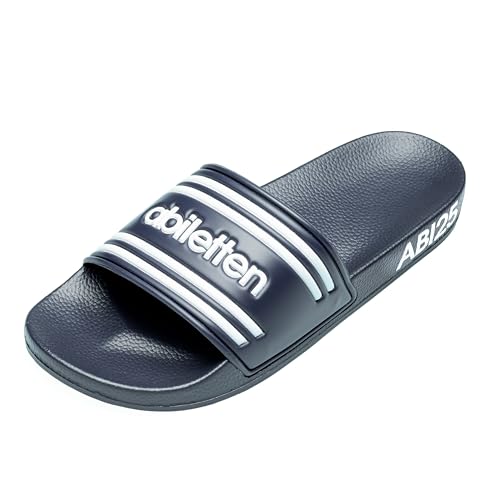 StickyMemes030 Abiletten Badelatschen, Schwarz/Dunkelblau, Größen 38-46, Abifahrt-Motiv mit Abi 25 Design (Dunkelblau, EU Schuhgrößensystem, Erwachsene, Numerisch, M, 38) von StickyMemes030