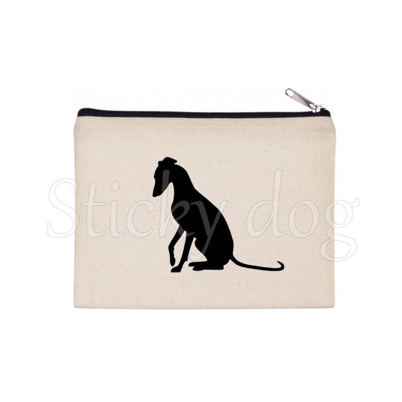 Baumwollbeutel Mit Whippet-Silhouette Und Sitzendem Hund von Stickydog