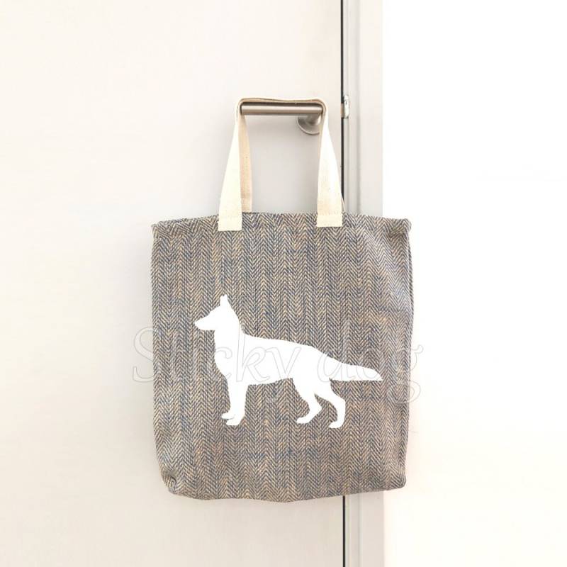 Canvas/Jute Tasche Deutscher Schäferhund Silhouette von Stickydog