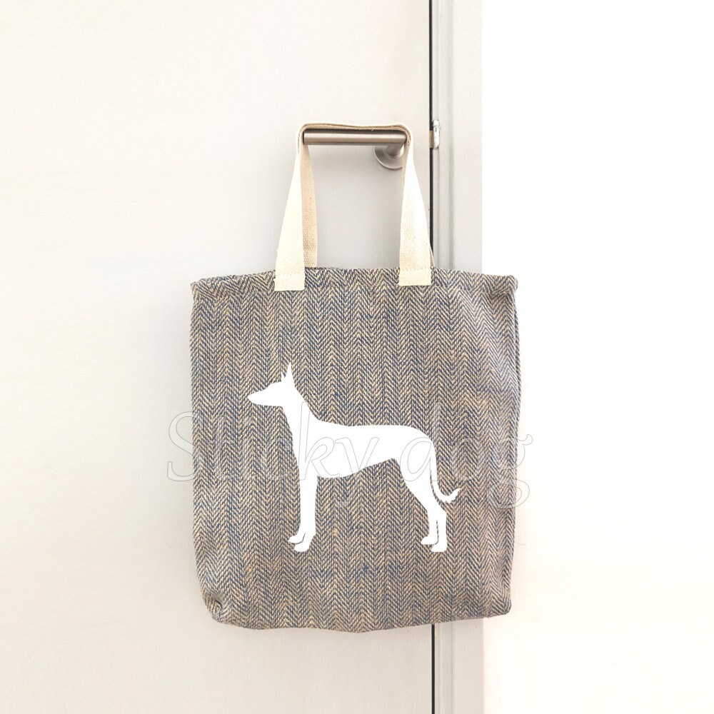 Canvas/Jute-Tasche Podenco Ibizan-Hundesilhouette von Stickydog