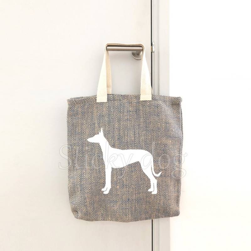 Canvas/Jute-Tasche Podenco Ibizan-Hundesilhouette von Stickydog