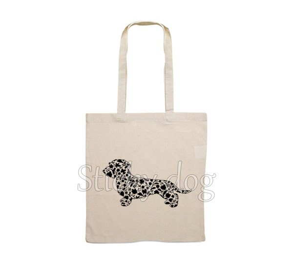 Canvas Hundetasche Rauhaariger Dackelhund - Dackel Hundesilhouette Canvas Hundetasche Rauhaariger Dackelhund - Dackel Hundesilhouette von Stickydog