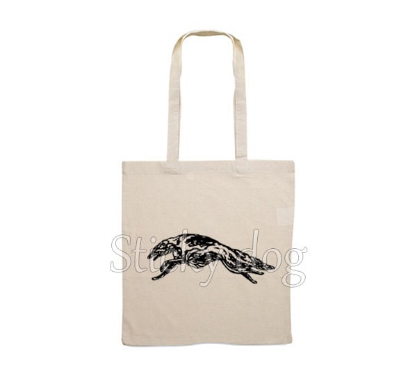Canvas Tasche Barzoi Laufhund Silhouette von Stickydog