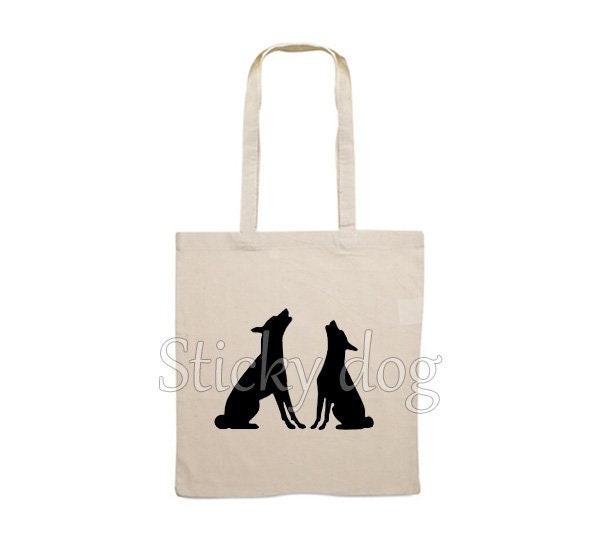 Canvas Tasche Basenji Hundesilhouette von Stickydog