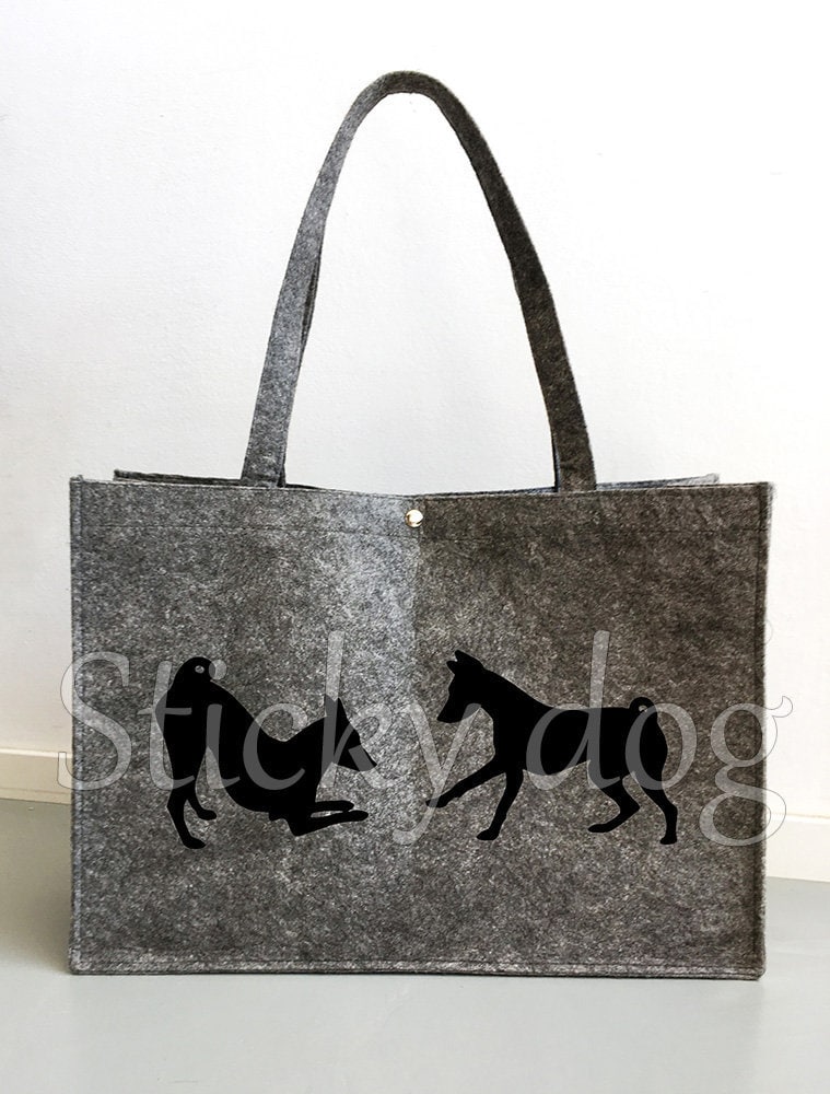 Filztasche Basenji Spielende Silhouette Hunde Filztasche Basenji Spielende Silhouette Hunde von Stickydog