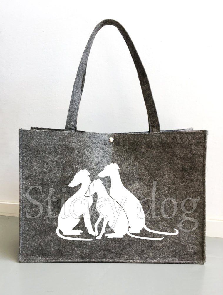 Gefilzte Hundetasche Mit Whippet-Hundesilhouette von Stickydog