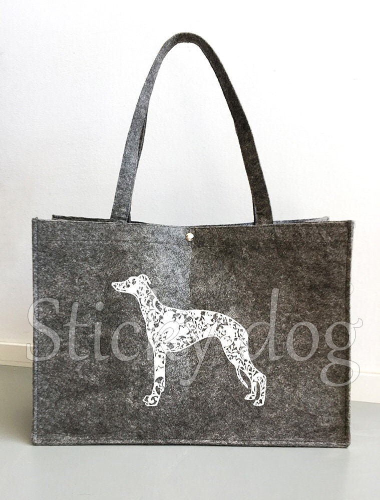 Gefilzte Hundetasche Whippet Hundesilhouette Gefilzte Hundetasche Whippet Hundesilhouette von Stickydog