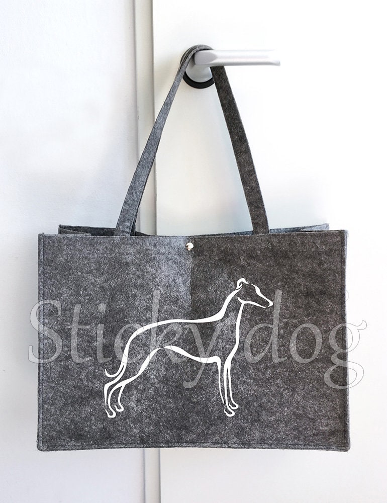 Gefilzte Hundetasche Whippet Stammeshund Silhouette von Stickydog