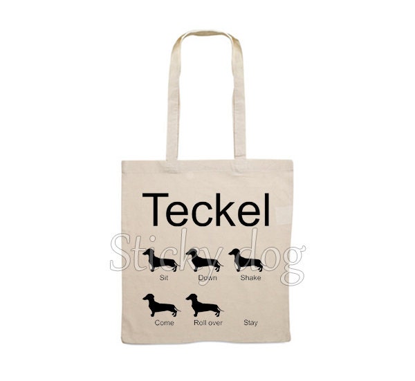 Segeltuchtasche Glatthaariger Dackelhund - Dackel Hundesilhouette von Stickydog