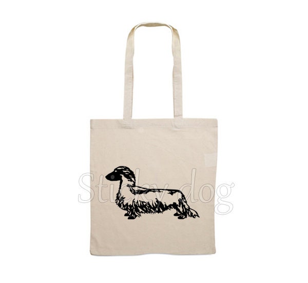 Segeltuchtasche Langhaariger Dackelhund - Dackel Hundesilhouette Segeltuchtasche Langhaariger Dackelhund - Dackel Hundesilhouette von Stickydog