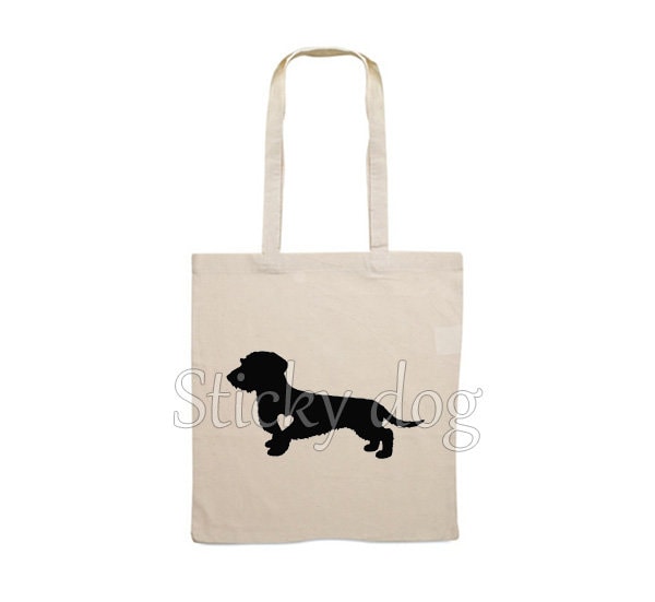 Segeltuchtasche Rauhaariger Dackelhund - Dackel Hundesilhouette von Stickydog