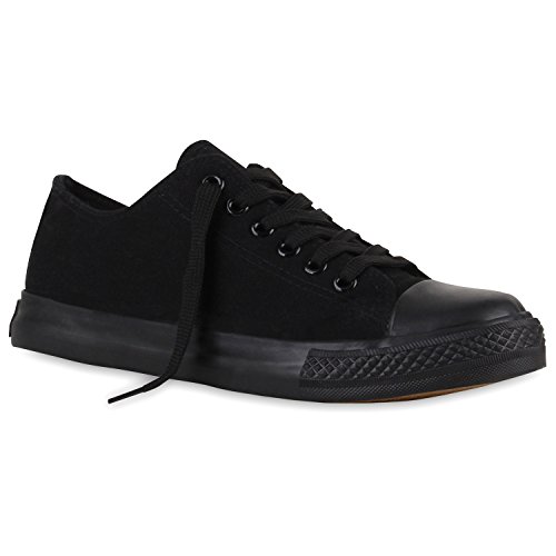 stiefelparadies Flache Damen Sneakers Low Stoffschuhe Schnürer Viele Farben 110929 Schwarz Schwarz Arriate 37 Flandell von stiefelparadies