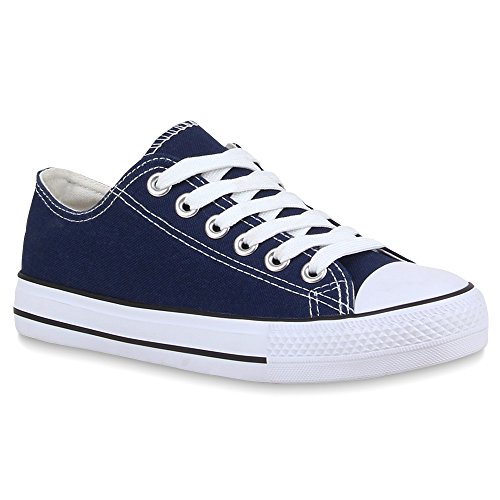 stiefelparadies Damen Sneakers Kult Sportschuhe Freizeit Schnürer 59979 Dunkelblau 37 Flandell von stiefelparadies