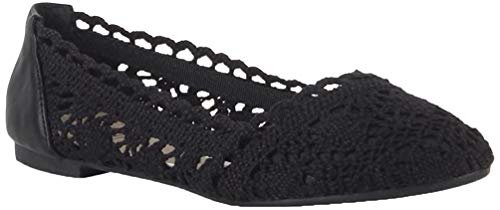 Damen Ballerinas Spitze Flats Häkeloptik Ballerina Slipper Stoff Flach Sommer Schuhe 69418 Schwarz 41 Flandell von Stiefelparadies