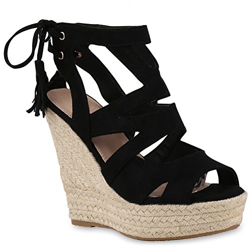 Damen Sandaletten Sandalen Keilabsatz Leder-Optik Plateau Sommer Wedges Schleifen Party Hochzeit Braut Schuhe 131134 Schwarz 41 Flandell Damen Sandaletten Sandalen Keilabsatz Leder-Optik Plateau Sommer Wedges Schleifen Party Hochzeit Braut Schuhe 131134 Schwarz 41 Flandell von Stiefelparadies