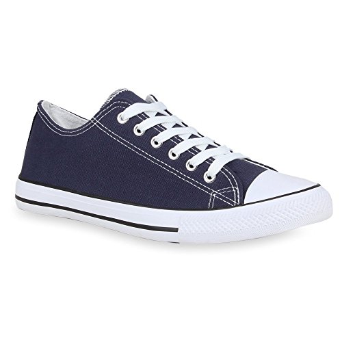 stiefelparadies Damen Sneakers Kult Sport Stoff Schnürer Gr. 36-41 Schuhe 44674 Blau 40 Flandell von stiefelparadies