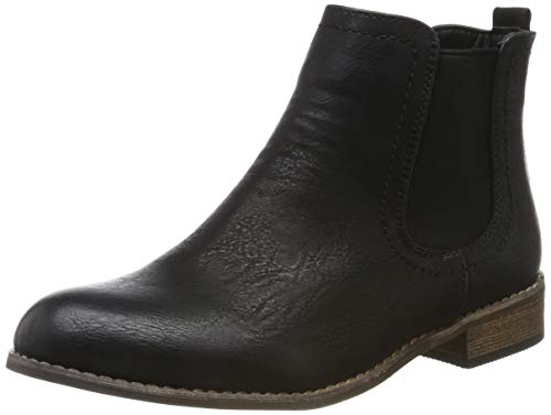 Gefütterte Damen Schuhe Chelsea Boots Kunstleder Stiefeletten 150435 Schwarz Avelar 37 Flandell von stiefelparadies