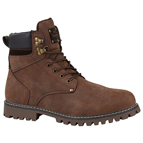 Stiefelparadies Herren Schuhe Worker Boots Outdoor Profilsohle Gefüttert 152454 Dunkelbraun Carlton 40 Flandell von Stiefelparadies
