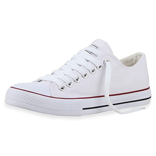 stiefelparadies Herren Schuhe Sneakers Sportschuhe Stoffschuhe Schnürer 16120 Weiss Ambler 41 Flandell von stiefelparadies