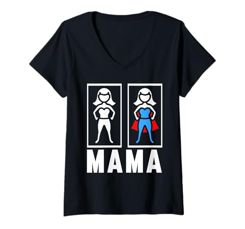 Damen Mutter Muttertag Mama T-Shirt mit V-Ausschnitt von Stiefmutter Pflegemutter Muttertag