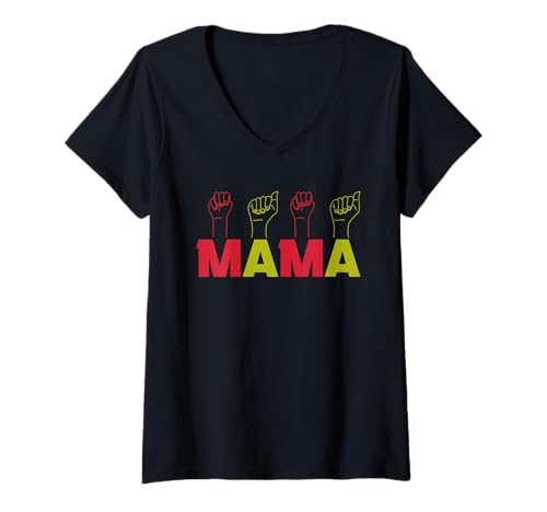 Damen Mutter Muttertag Mama T-Shirt mit V-Ausschnitt von Stiefmutter Pflegemutter Muttertag